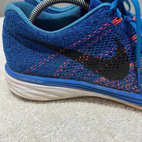 Nike Flyknit Lunar 3 Mens Blue Sneaker Running Shoes 9.5 Lace Up Low Top - Picture 8 of 11